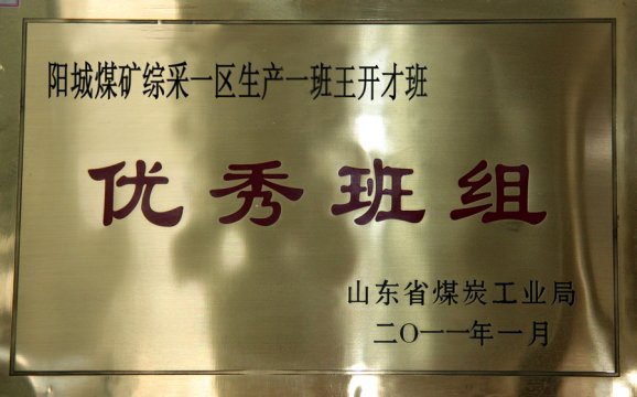 省煤炭局优秀班组（综采一区生产一班）